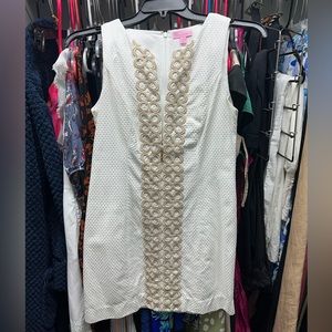 Lily Pulitzer white and gold shift dress